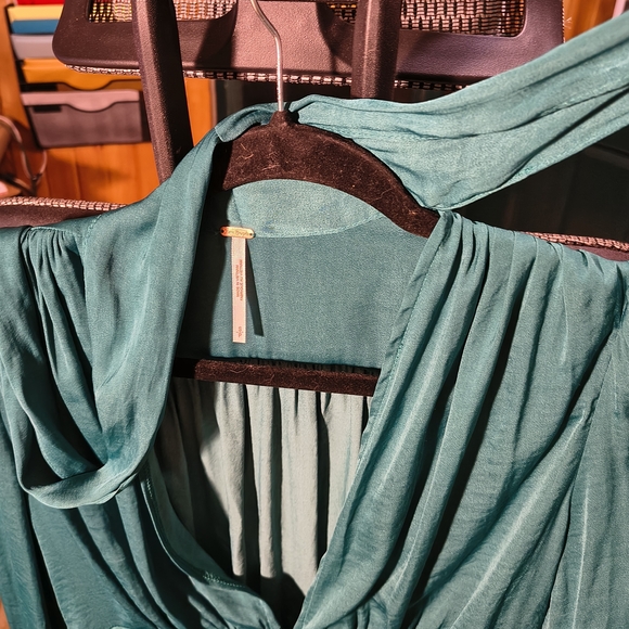 Free People Teal Women's Tie-Front Blouse - Picture 11 of 13